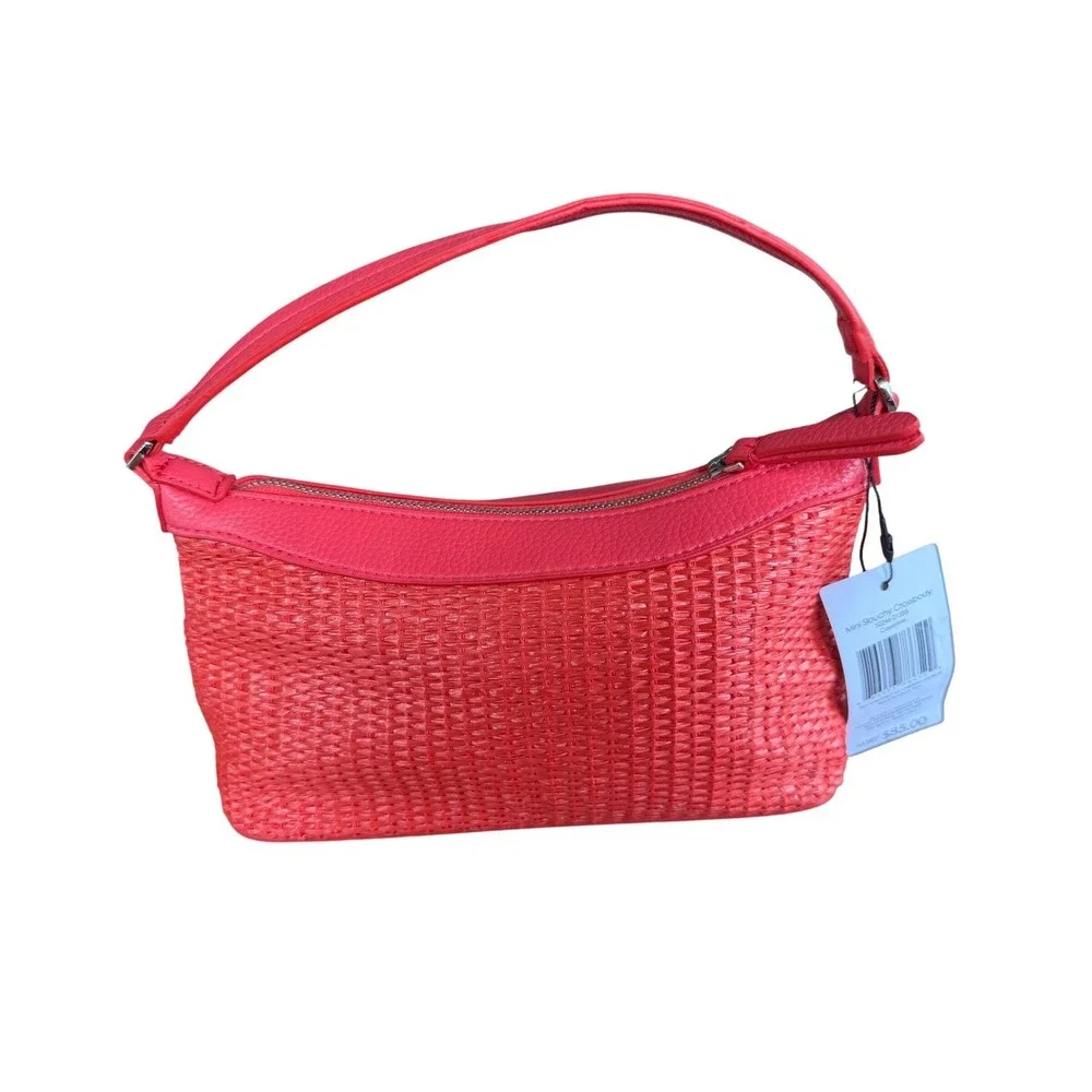 Vera Bradley Mini Slouchy Crossbody Bag Cayenne Red Woven Faux Leather